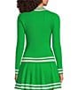 Lilly Pulitzer Suzette Knit Point Collar Long Sleeve Stripe Trim Coordinating Sweater - Image 2