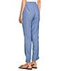 Color:Beckon Blue - Image 4 - Taron Linen Mid Rise Tapered Straight Drawstring Pull-On Pant
