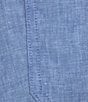 Color:Beckon Blue - Image 5 - Taron Linen Mid Rise Tapered Straight Drawstring Pull-On Pant