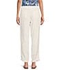 Lilly Pulitzer Taron Linen Mid-Rise Tapered Straight Leg Drawstring Pull-On Pants, Color:Resort White - Image 2