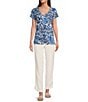 Lilly Pulitzer Taron Linen Mid-Rise Tapered Straight Leg Drawstring Pull-On Pants, Color:Resort White - Image 3