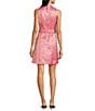 Lilly Pulitzer Tazie Ditsy Daisy Metallic Brocade Collar Neck Sleeveless Fit-And-Flare Dress, Color:Rousseau Pink - Image 2