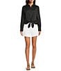 Lilly Pulitzer The Tie Lilly Poplin Point Collar Long Sleeve Button Front Shirt, Color:Noir - Image 3