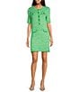 Lilly Pulitzer Theodorah Metallic Resort Tweed Collar Neck Short Sleeve Button Front Dress, Color:Fauna Green - Image 1