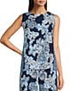 Color:Low Tide Navy Bouquet - Image 1 - Woven Iona Navy Bouquet Print Crew Neck Coordinating Sleeveless Top