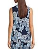 Color:Low Tide Navy Bouquet - Image 2 - Woven Iona Navy Bouquet Print Crew Neck Coordinating Sleeveless Top