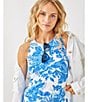 Lilly Pulitzer x Saint James Maxine Soleil Floral Print Round Neck Sleeveless Midi Dress, Color:Azure - Image 5