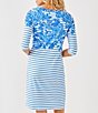 Lilly Pulitzer x Saint James Propriano Soleil Stripe Floral Print Boat Neck 3/4 Sleeve Dress, Color:Azure - Image 3