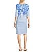 Lilly Pulitzer x Saint James Propriano Soleil Stripe Floral Print Boat Neck 3/4 Sleeve Dress, Color:Azure - Image 6