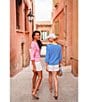 Lilly Pulitzer x Saint James Voissey Contrast Stripe Round Neck 3/4 Sleeve Fine Gauge Knit Sweater, Color:Rose - Image 5