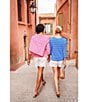 Lilly Pulitzer x Saint James Voissey Contrast Stripe Round Neck 3/4 Sleeve Fine Gauge Knit Sweater, Color:Rose - Image 6