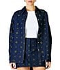 Line and Dot Attina Beaded Embellished Point Collar Long Sleeve Button Front Coordinating Denim Shirt - Image 1
