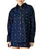 Line and Dot Attina Beaded Embellished Point Collar Long Sleeve Button Front Coordinating Denim Shirt - Image 5
