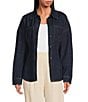 Line and Dot Caryl Collared Long Sleeve Button Front Hourglass Denim Jacket, Color:Indigo - Image 1