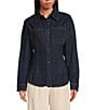 Line and Dot Caryl Collared Long Sleeve Button Front Hourglass Denim Jacket, Color:Indigo - Image 4