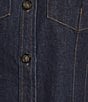 Line and Dot Caryl Collared Long Sleeve Button Front Hourglass Denim Jacket, Color:Indigo - Image 5