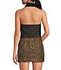 Line and Dot Cassidy Halter Neck Sleeveless Faux Fur Top, Color:Dark Brown - Image 2