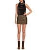 Line and Dot Cassidy Halter Neck Sleeveless Faux Fur Top, Color:Dark Brown - Image 3
