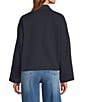 Line and Dot Collard Long Sleeve Zip Front Cropped Tux Jacket, Color:Navy - Image 2