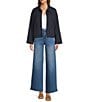 Line and Dot Collard Long Sleeve Zip Front Cropped Tux Jacket, Color:Navy - Image 3