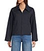 Line and Dot Collard Long Sleeve Zip Front Cropped Tux Jacket, Color:Navy - Image 4