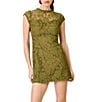 Line and Dot Demeter Lace Crew Neck Cap Sleeve Sheath Mini Dress - Image 1