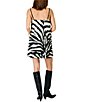 Line and Dot Elda Zebra Printed Faux Fur Square Neck Sleeveless Shift Mini Dress - Image 2