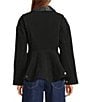 Line and Dot Eton Collared Neckline Long Sleeve Brushed Twill Canvas Peplum Jacket, Color:Black - Image 3