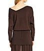 Line and Dot Favorite Off-The-Shoulders Coordinating Long Sleeve Sweater, Color:Brown - Image 2