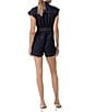 Line and Dot Flavia Collared Neck Sleeveless Button Front Denim Romper - Image 2