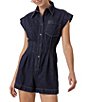 Line and Dot Flavia Collared Neck Sleeveless Button Front Denim Romper - Image 4