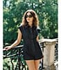 Line and Dot Flavia Collared Neck Cap Sleeve Button Front Denim Romper - Image 5