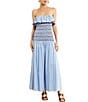 Line and Dot Getty Stripe Print Strapless Smocked Drop Waist Poplin Maxi Dress - Image 1