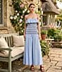 Line and Dot Getty Stripe Print Strapless Smocked Drop Waist Poplin Maxi Dress - Image 5