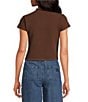 Line and Dot Grove Mock Neck Short Sleeve Textured Knit Top, Color:Brown - Image 2