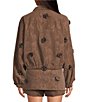 Line and Dot Hazel Faux Suede 3D Floral Applique Collared Long Sleeve Coordinating Jacket - Image 2