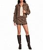 Line and Dot Hazel Faux Suede 3D Floral Applique Coordinating Mini Skort - Image 3