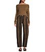 Line and Dot Iggy Snake Print High Rise Wide Leg Coordinating Pants, Color:Brown Multi - Image 3