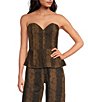 Line and Dot Iggy Snake Print Sweetheart Neckline Sleeveless Peplum Coordinating Top, Color:Brown Multi - Image 1