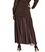 Line and Dot Rhone Coordinating Mixed Media Midi Skirt, Color:Espresso - Image 2