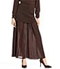 Line and Dot Rhone Coordinating Mixed Media Midi Skirt, Color:Espresso - Image 1