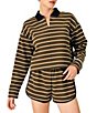 Line and Dot Sadie Striped Collared Long Sleeve Coordinating Top - Image 1