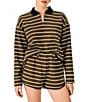 Line and Dot Sadie Striped High Rise Pull On Coordinating Shorts - Image 1