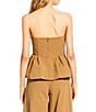 Line and Dot Tove Coordinating Sleeveless Corset Peplum Top, Color:Mocha - Image 2