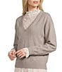 Line and Dot Valentina Mock Neck Long Sleeve Lace Detailed Sweater - Image 1