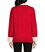 Color:Red - Image 2 - Petite Size Christmas Tree Faux Fur Trimmed Sweater