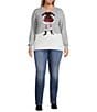 Lisa International Plus Size Sequin Embroidered Christmas Sweater, Color:Heather Grey - Image 3