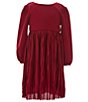 Color:Red - Image 1 - Little Angels by Us Angels Little Girls 2T-6X Long-Sleeve Ponte/Satin Fit-And-Flare Dress