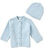 Color:Light Blue - Image 1 - Baby 3-12 Months Huggable Cable-Knit Sweater and Hat Set