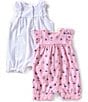 Little Me Baby Girls Flutter-Sleeve Sailboat-Printed Romper & Flutter-Sleeve Pindotted Romper Two-Pack, Color:Pink Multi - Image 2